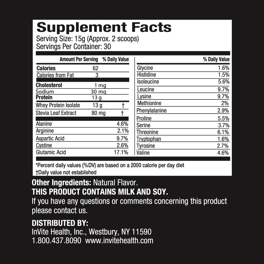 Whey Protein Vanilla Ingredients