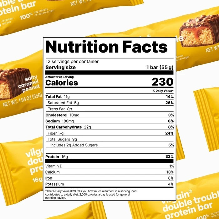 Double Trouble Protein Bar Salted Caramel 1 Box (12 Bars)