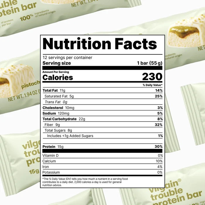 Double Trouble Protein Bar Pistachio 1 Box (12 Bars)