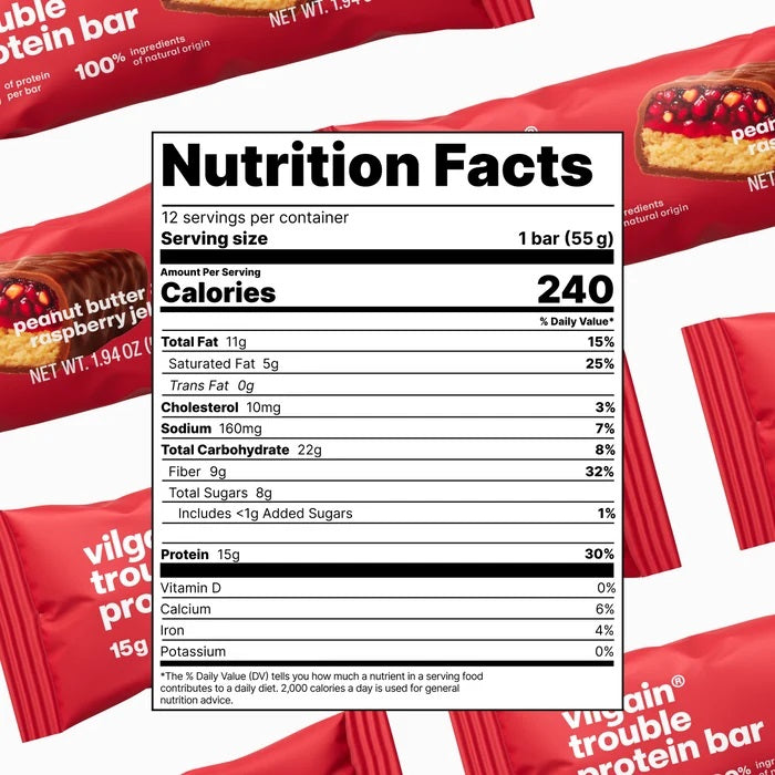 Double Trouble Protein Bar Peanut Butter & Raspberry Jelly 1 Box (12 Bars)